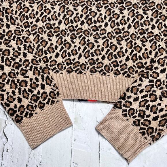 KULE Milo Leopard Cardigan Sweater SIZE XS Lambswool Cashmere Blend Tan Red - Picture 10 of 12